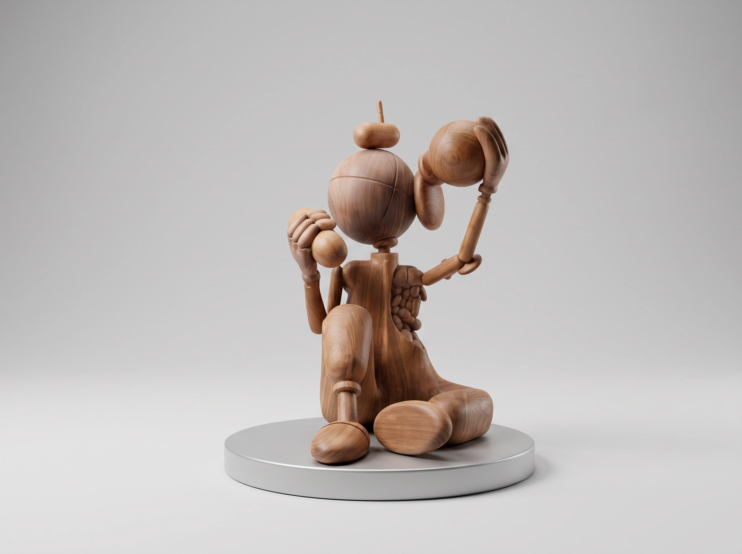 Sculpture, Taras Zheltyshev, Yoomoota Art Universe — Wooden Pillman — Sculpture, Taras Zheltyshev, Yoomoota Art Universe